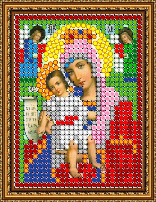 «Светлица» рисунок на ткани для вышивания бисером 309Л «Прсв. Богородица Достойно Есть» 6*7,5см (5шт) цвет:309Л