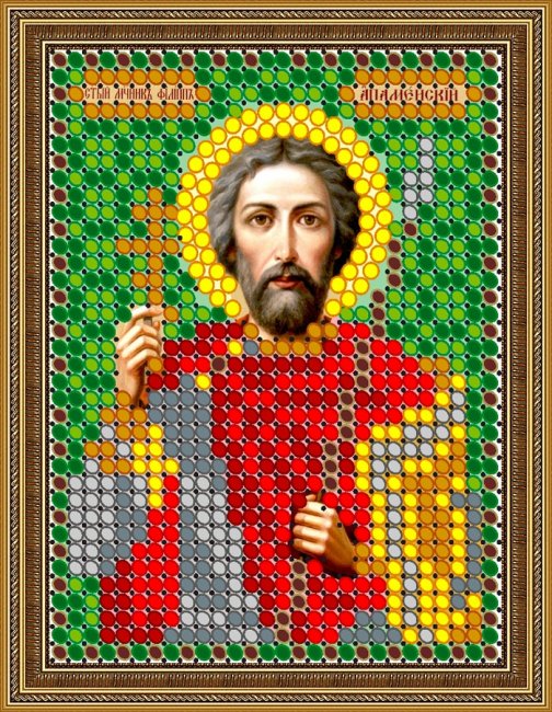 «Светлица» рисунок на ткани для вышивания бисером 829Л «Св. Филипп» 6*7,5см (1шт) цвет:829Л