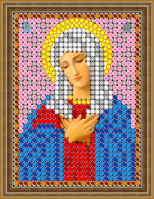 «Светлица» рисунок на ткани для вышивания бисером 336Л «Прсв. Богородица Умиление» 6*7,5см (1шт) цвет:336Л