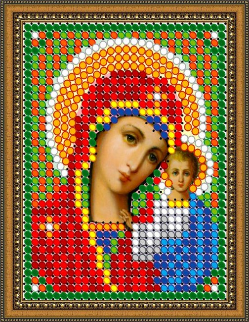 «Светлица» рисунок на ткани для вышивания бисером 410Л «Прсв. Богородица Казанская» 6*7,5см (1шт) цвет:410Л