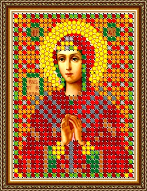 «Светлица» рисунок на ткани для вышивания бисером 370Л «Прсв. Богородица Семистрельная» 6*7,5см (1шт) цвет:370Л
