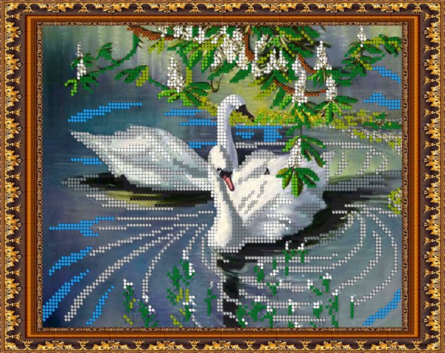 «Светлица» рисунок на ткани для вышивания бисером К-149 «Лебеди» 24*19см (1шт) цвет:К-149