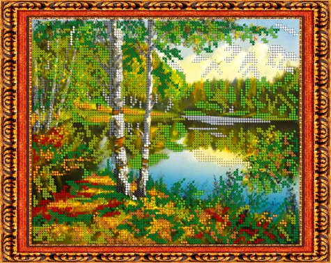 «Светлица» рисунок на ткани для вышивания бисером К-188 «Речка в лесу» 24*19см (1шт) цвет:К-188