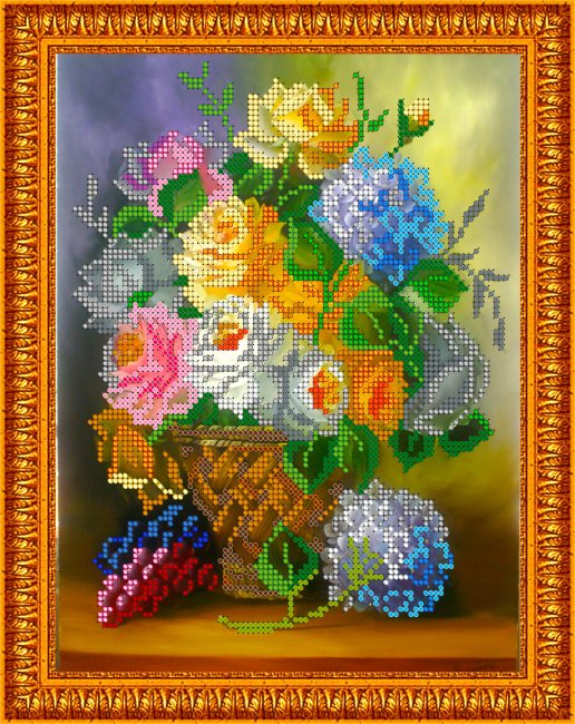 «Светлица» набор для вышивания бисером №180 «Цветы в вазе» бисер Чехия 24*19см (1шт) цвет:180