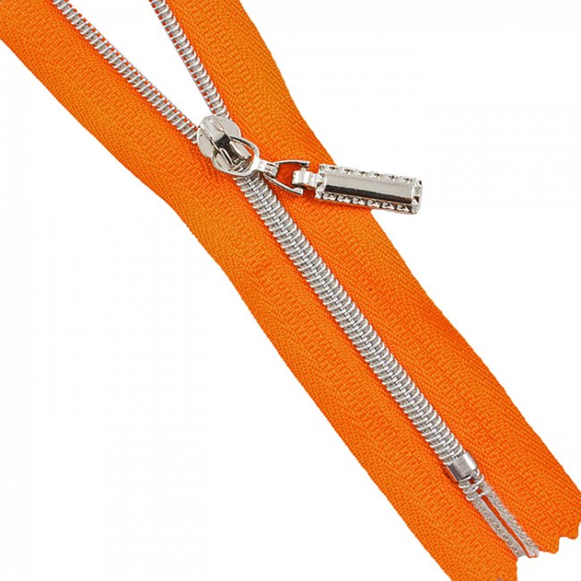 Молния декоративная "спираль" тип 3-1 неразъемная 15см (100шт) цвет:оранжевый/радуга