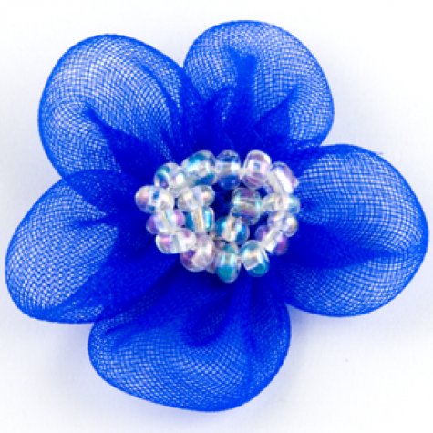 Цветок пришивной №10 с бисером 2,5см (20шт) цвет:115-синий