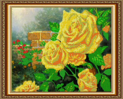 «Светлица» рисунок на ткани для вышивания бисером К-252 «Желтые розы» 30,7*25см (1шт) цвет:К-252