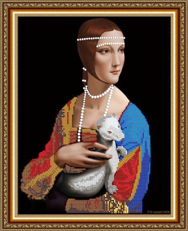 «Светлица» набор для вышивания бисером №305 «Дама с горностаем» бисер Чехия 24*30см (1шт) цвет:305
