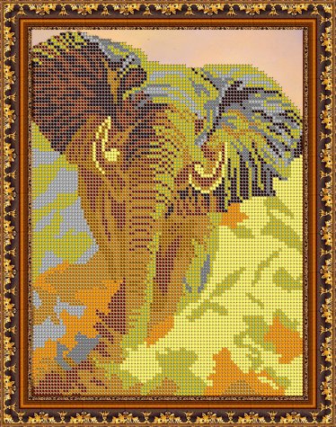 «Светлица» рисунок на ткани для вышивания бисером К-316 «Слон» 19*24см (1шт) цвет:К-316