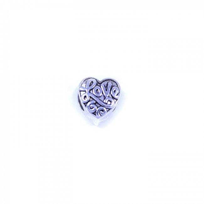 Бусина металл литье ZN-48490 "Сердце" 10*11мм (5шт) цвет:никель