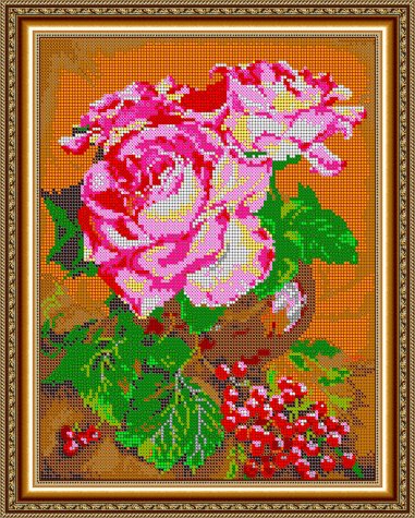 «Светлица» набор для вышивания бисером №350П «Розы» бисер Чехия 24*30см (1шт) цвет:350П