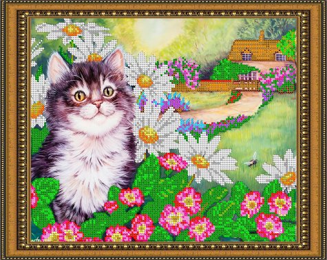 «Светлица» набор для вышивания бисером №333 «Радостный котенок» бисер Китай 30*24см (1шт) цвет:333