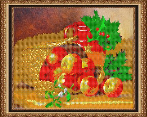 «Светлица» набор для вышивания бисером №345 «Корзина с яблочками» бисер Китай 31,1*25,2см (1шт) цвет:345