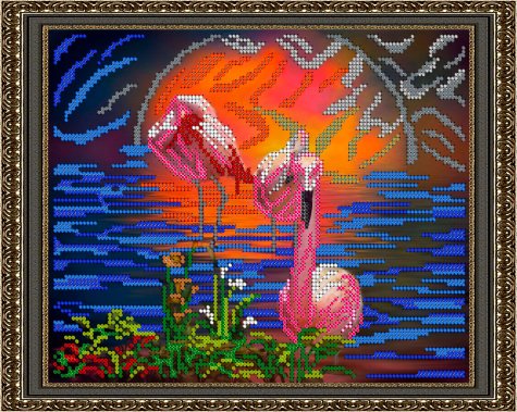 «Светлица» набор для вышивания бисером №213 «Фламинго» бисер Чехия 24*19см (1шт) цвет:213
