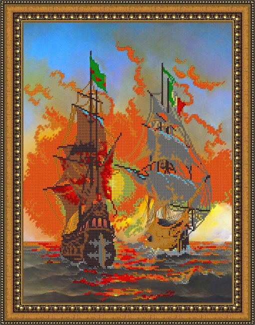 «Светлица» рисунок на ткани для вышивания бисером К-374 «Корабли» 30*38см (1шт) цвет:К-374