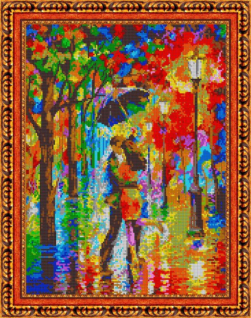 «Светлица» рисунок на ткани для вышивания бисером К-403П «Влюбленные под дождем» 30*38см (1шт) цвет:К-403П