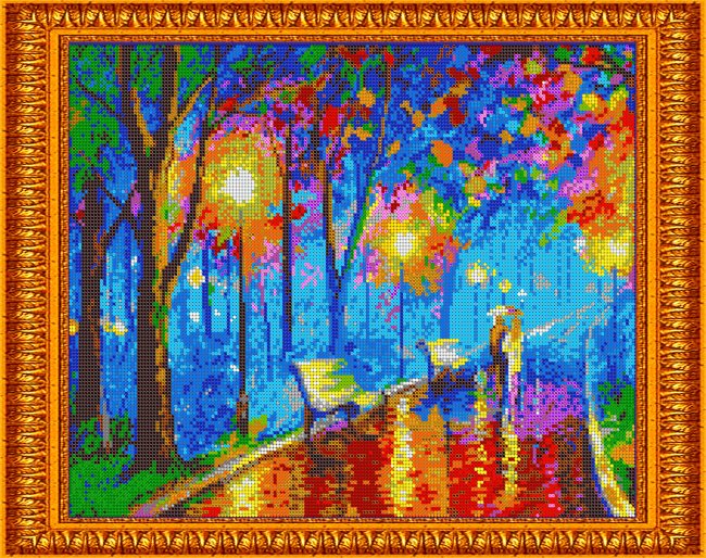 «Светлица» рисунок на ткани для вышивания бисером К-400П «Прогулка под дождем» 38*30см (1шт) цвет:К-400П