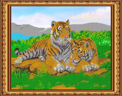 «Светлица» набор для вышивания бисером №425 «Тигры» бисер Чехия 38*30см (1шт) цвет:425