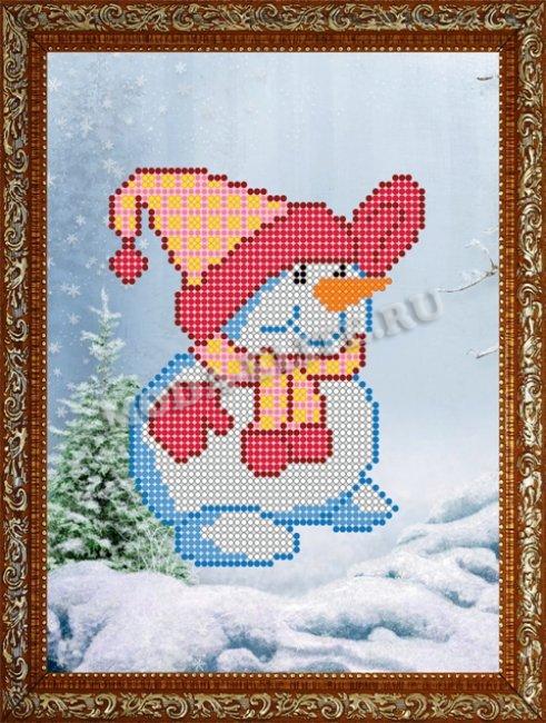 Картина из страз "Снеговик" (1шт) цвет:ДД-033