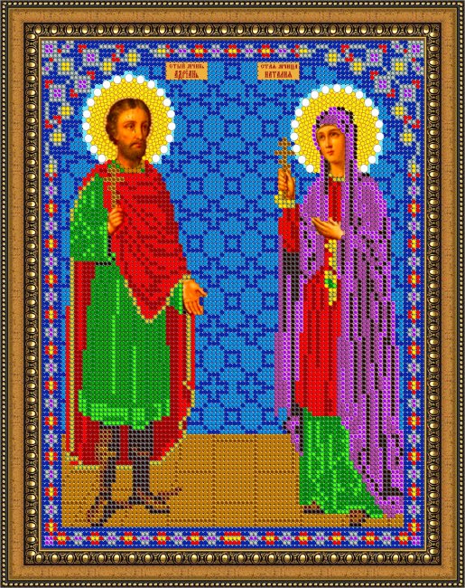 «Светлица» рисунок на ткани для вышивания бисером 447 «Св. Адриан и Наталия» 19*24см (1шт) цвет:447