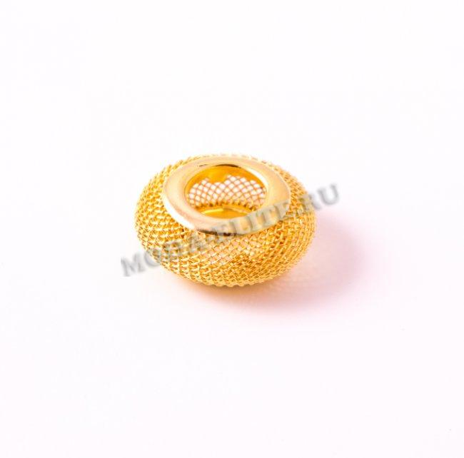 Бусина "Pandora style" металл плетеная 30*25мм (3шт) цвет:золото