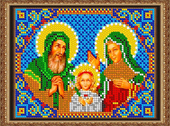 «Светлица» рисунок на ткани для вышивания бисером 449М «Св. Иоаким и Анна» 16*12см (1шт) цвет:449М