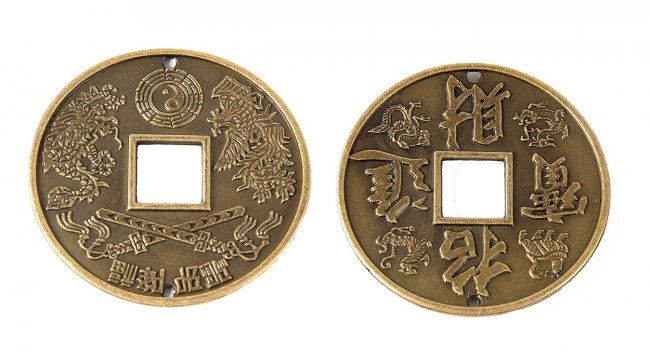 Монета металл FS11674 "Дракон" d63мм (1шт) цвет:оксид