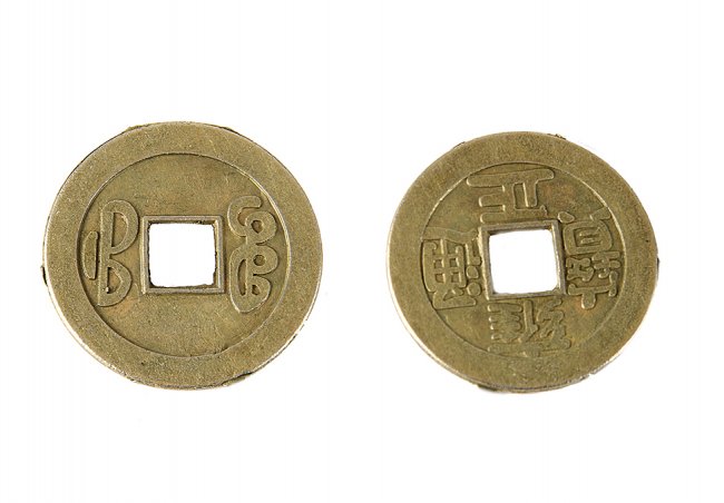 Монета металл FS11680 "Иероглифы" d28мм (10шт) цвет:оксид