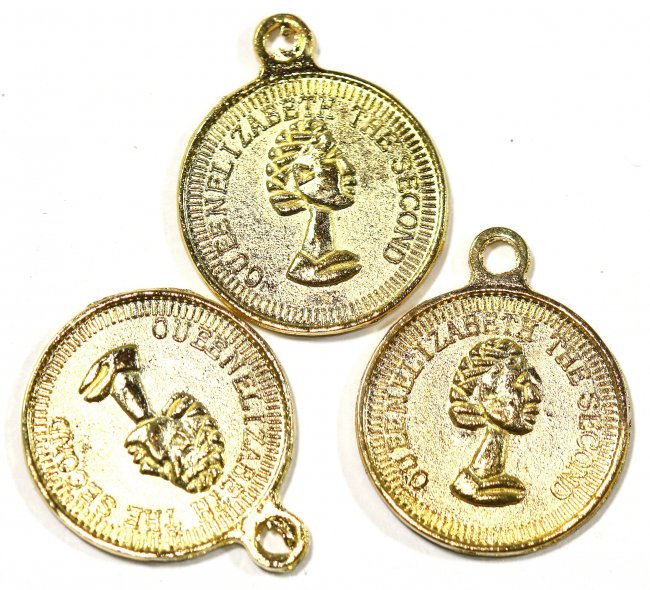 Подвеска монета "Елизавета" d18мм (1000шт) цвет:золото