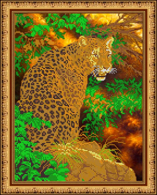 «Светлица» рисунок на ткани для вышивания бисером К-426 «Леопард» 24*30см (1шт) цвет:К-426