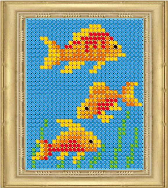 «Светлица» рисунок на ткани для вышивания бисером ЛК007 «Золотые рыбки» 6*7,5см (1шт) цвет:ЛК007
