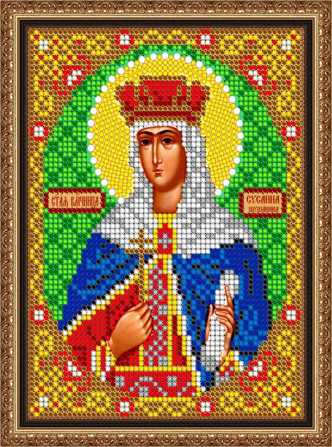 «Светлица» рисунок на ткани для вышивания бисером 685М «Св. Сусанна» 12*16см (1шт) цвет:685М