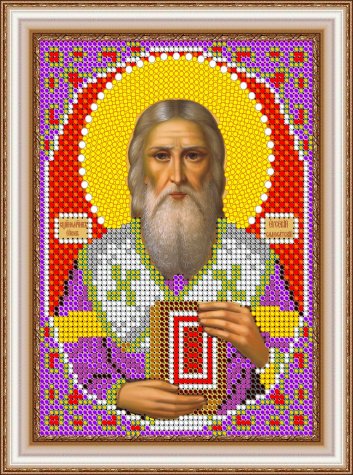 «Светлица» рисунок на ткани для вышивания бисером 844М «Св. Евсевий» 12*16см (1шт) цвет:844М