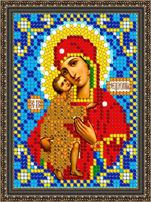 «Светлица» набор для вышивания бисером 8403ЛМ «Прсв. Богородица Феодоровская» бисер Чехия 7,5*10см (1шт) цвет:8403ЛМ
