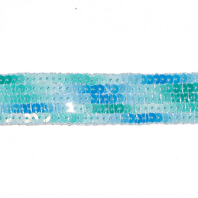 Тесьма ТМ-971 с пайетками 2.4см (3,5м) цвет:бирюзовый/голубой