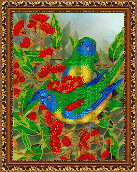 «Светлица» рисунок на ткани для вышивания бисером К-506 «Радужная пара птиц» 24*30см (1шт) цвет:К-506