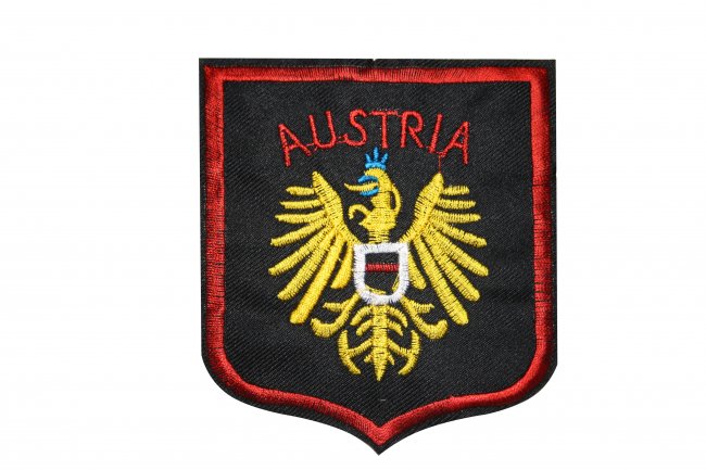 Термоаппликация вышитая R047 "AUSTRIA" 9.5*10см (20шт) цвет:1-черный/красный/жел