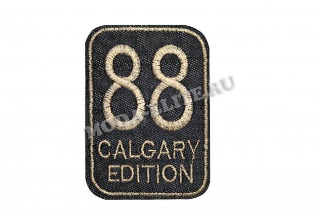 Термоаппликация джинс R1166 "88 Calgary Edition" 7.5*10.5см (1шт) цвет:1-черный/бежевый