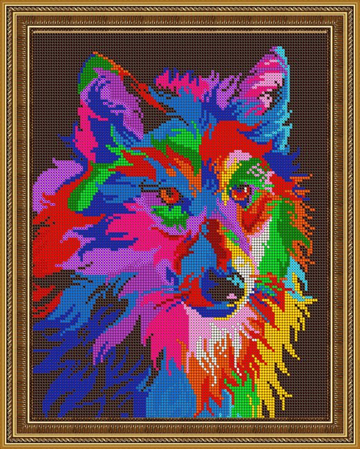 «Светлица» рисунок на ткани для вышивания бисером К-520 «Радужный волк» 24*30см (1шт) цвет:К-520