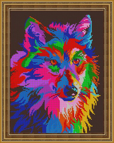 «Светлица» рисунок на ткани для вышивания бисером К-520 «Радужный волк» 24*30см (1шт) цвет:К-520