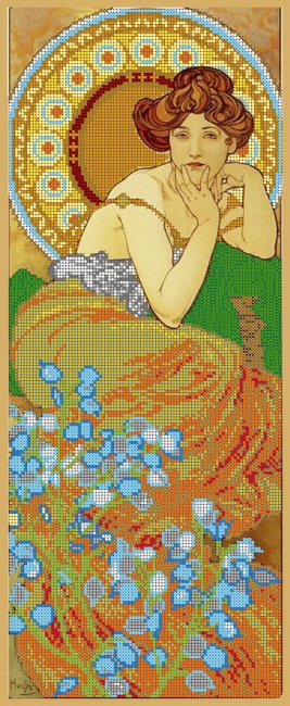 «Светлица» рисунок на ткани для вышивания бисером К-399 «Девушка - топаз» 19*48см (1шт) цвет:К-399