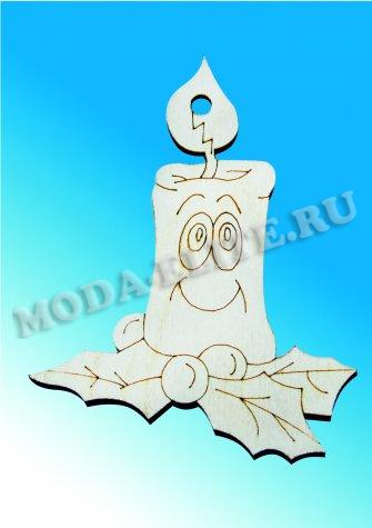 Добрый мастер деревянная заготовка для декупажа №12811 "Свеча" 6,5*8см (1шт) цвет:дерево