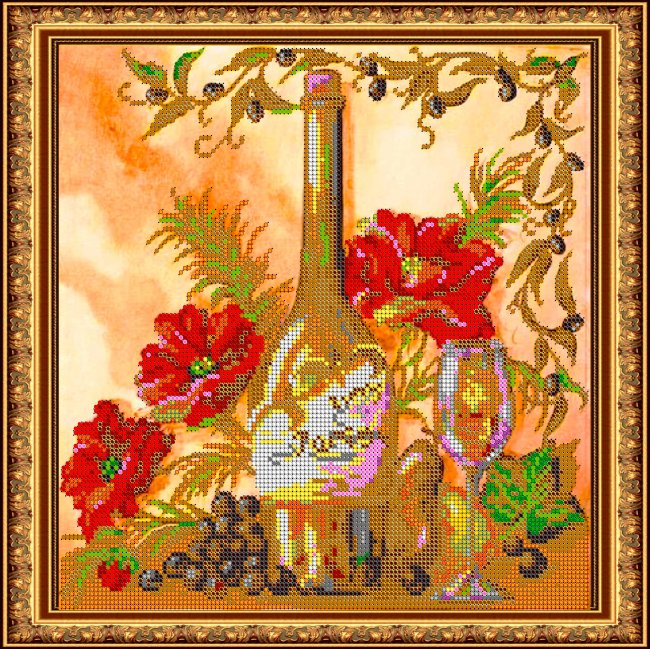 «Светлица» рисунок на ткани для вышивания бисером К-542 «Белое вино» 27*27см (1шт) цвет:К-542