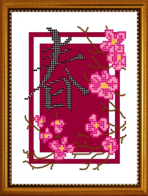 «Диамант» схема с клеевым покрытием для алмазной вышивки ДД-026 «Сакура»(Весна) 16,4*22,8см (1шт) цвет:ДД-026