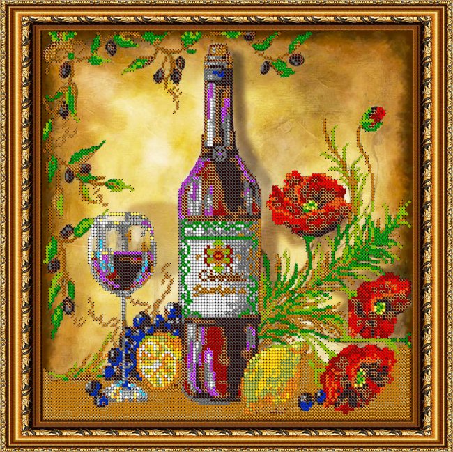 «Светлица» рисунок на ткани для вышивания бисером К-543 «Красное вино» 27*27см (1шт) цвет:К-543