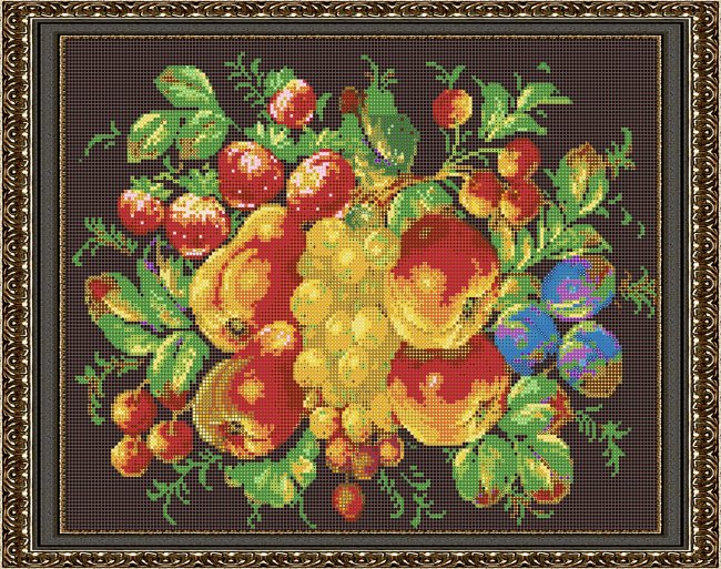 «Светлица» рисунок на ткани для вышивания бисером К-541П «Жостовские фрукты» 38*30см (1шт) цвет:К-541П