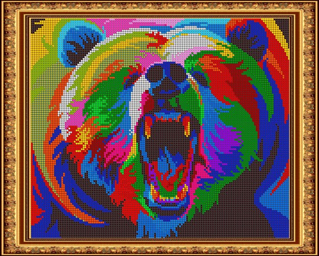 «Светлица» набор для вышивания бисером №521П «Радужный медведь» бисер Китай 30*24см (1шт) цвет:521П