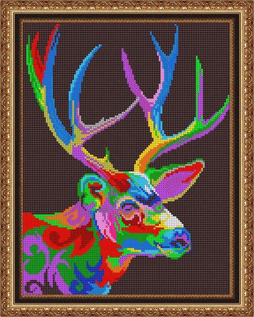 «Светлица» рисунок на ткани для вышивания бисером К-533П «Радужный олень» 24*30см (1шт) цвет:К-533П