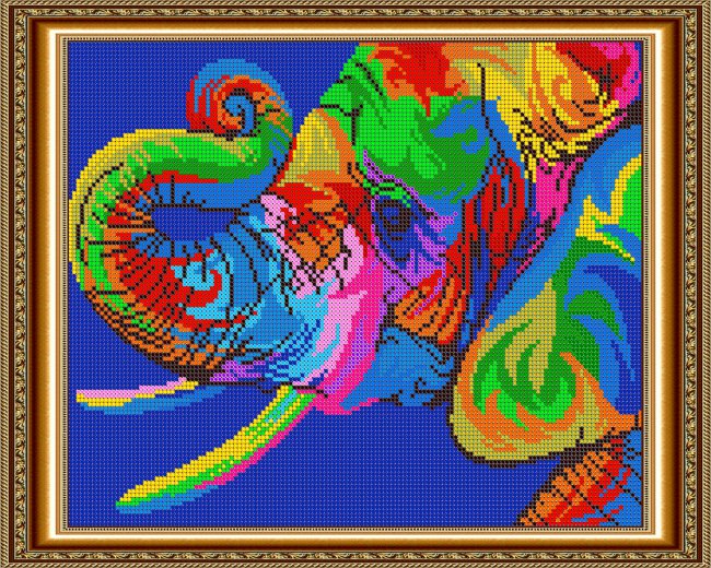 «Светлица» рисунок на ткани для вышивания бисером К-534П«Радужный слон» 30*24см (1шт) цвет:К-534П