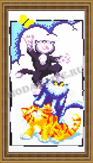 Рисунок на канве для вышивания крестом Д-106 "Озорные коты" 16*25 (1шт) цвет:Д-106